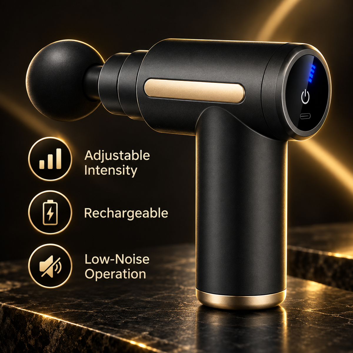 Rechargeable Mini Massage Gun with 4 Heads – Portable Deep Tissue Muscle Massager