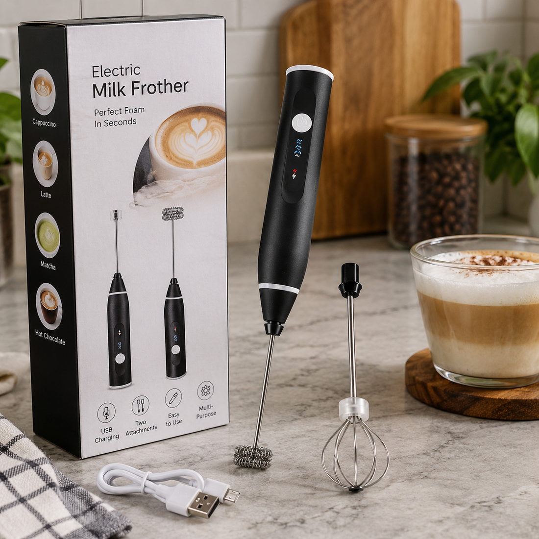 Rechargeable Coffee Beater & Milk Frother
